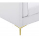 White Fabric French Piping Gold Leg Sofa 